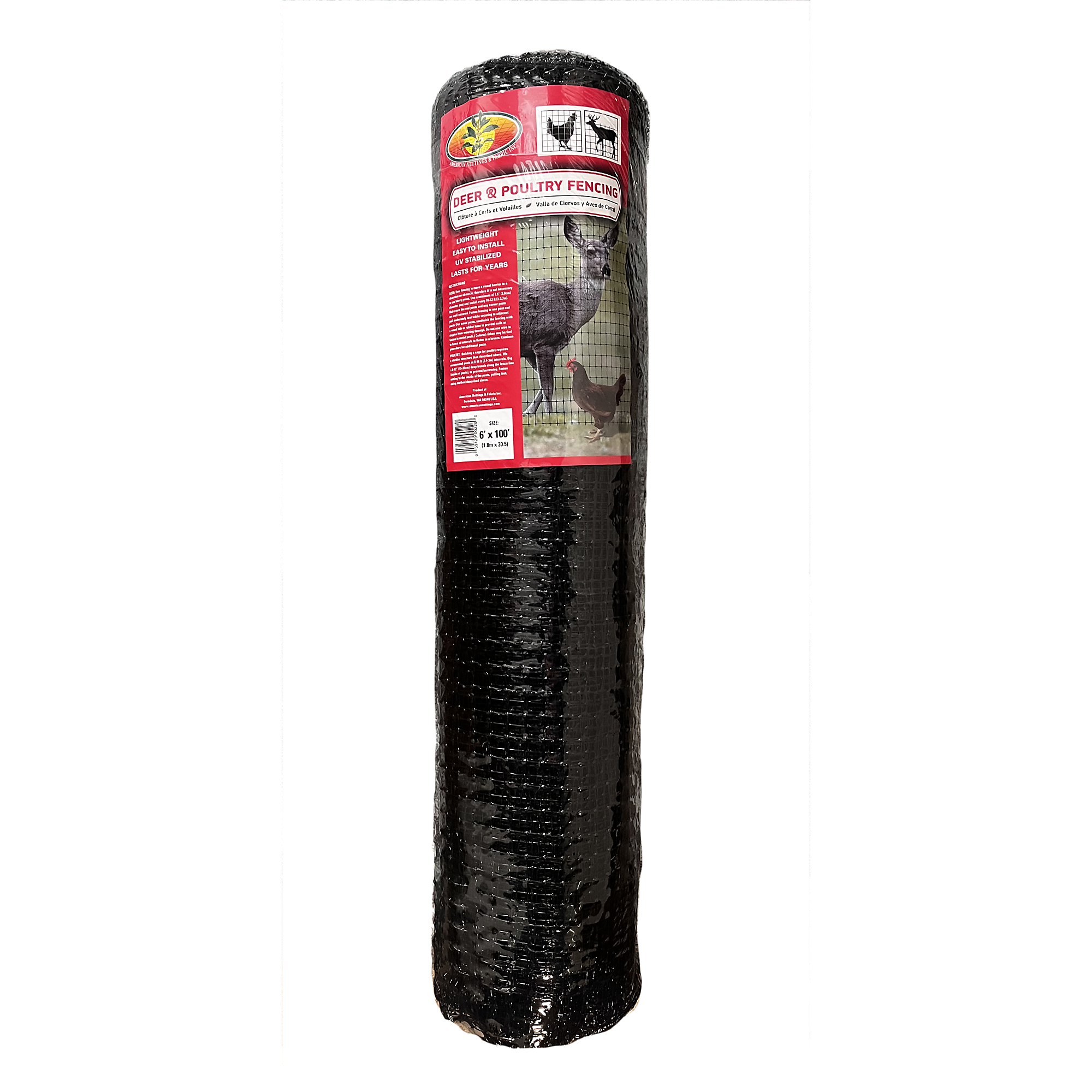 American Nettings & Fabric Deer & Poultry Fencing — 6ft. x 100ft., Polypropylene, UV Stabilized, Model# 00228